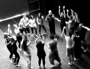 circle of humans moving together